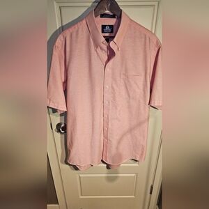 STAFFORD- EUC! MEN'S Salmon Casual, Short-sleeved, Button Down Shirt SIZE 17 1/2